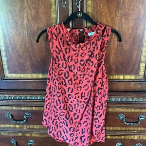 A.L.C Ella red leopard silk sleeveless top